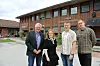 FØRSTE STEG: Styringsgruppa ved Kjell Arne Lunde, Nanna Jensen, Pål Kleffelgård og Jon Iver Myren foran Nome kompetansehus, som skal bli til Lunde Næringshage.