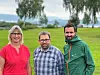 Senterpartiet ønsker folkeavstemming om kraftutbygging på Lubergheia. Her ved Liv Marit Sannerholt, Gøran Simonsen og ordførerkandidat Hans Kristian Lahus.